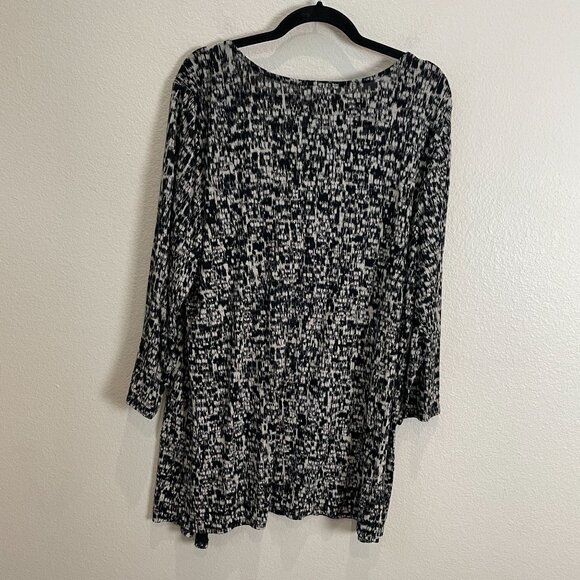 J Jill Wearever Collection Womens XL Printed Tunic Top Asymmetrical V Neck Shirt - Picture 9 of 9
